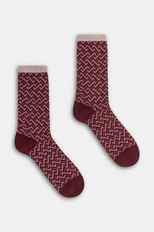 Calzino donna Jacquard onde Red