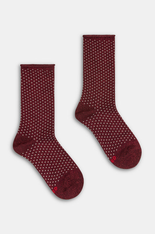 Calzino donna Micro pois con lurex Red