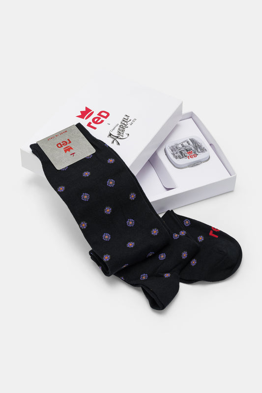 Calza uomo lunga disegno cravatta+liquirizia Red & Amarelli