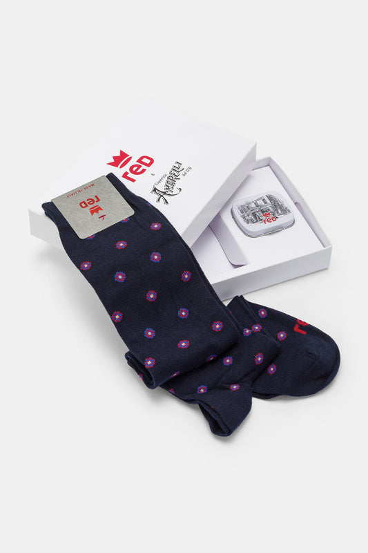 Calza uomo lunga disegno cravatta+liquirizia Red & Amarelli