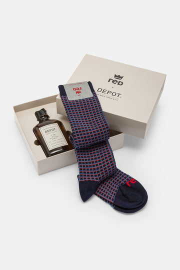 Calza uomo lunga griglia+docciaschiuma Red & Depot