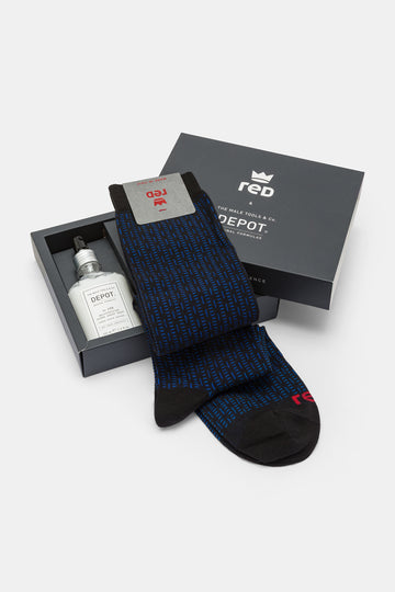 Calza uomo lunga Tratteggio+Dopobarba Red & Depot