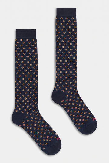 Calza uomo lunga disegno cravatta+rombi cashmere