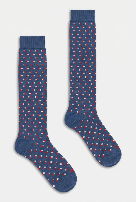 Men's long socks, tie and diamond pattern, cashmere