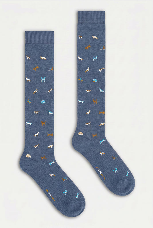Men's long socks Winter wolf print