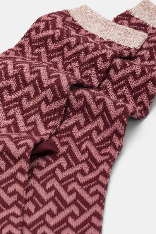 Calzino donna Jacquard onde Red