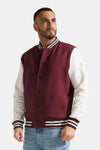 Men's sweatshirt College with buttons and contrasting sleeves Red