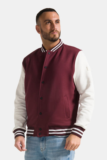 Men's sweatshirt College with buttons and contrasting sleeves Red