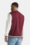 Men's sweatshirt College with buttons and contrasting sleeves Red