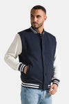 Men's sweatshirt College with buttons and contrasting sleeves Red
