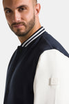 Men's sweatshirt College with buttons and contrasting sleeves Red
