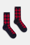 Calza uomo crew Sporty houndstooth Red