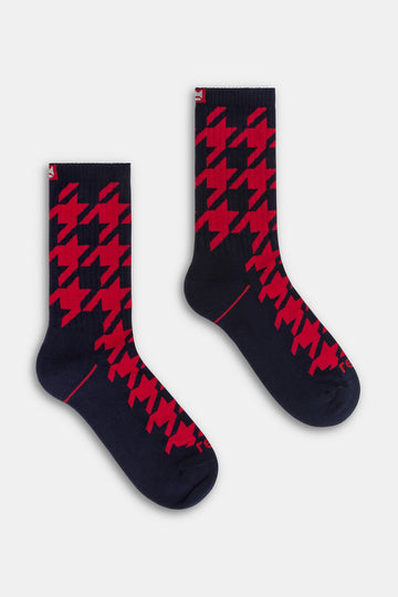 Calza uomo crew Sporty houndstooth Red