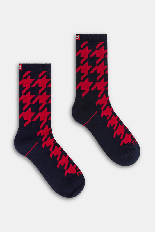Calza uomo crew Sporty houndstooth Red