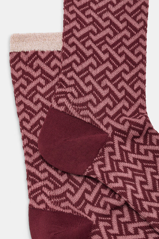 Calzino donna Jacquard onde Red