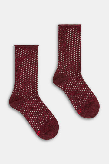 Calzino donna Micro pois con lurex Red