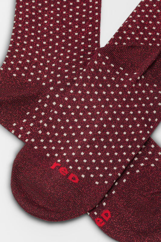 Calzino donna Micro pois con lurex Red
